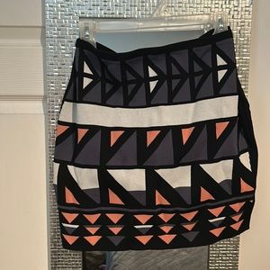 Rachel Roy L Pencil Skirt Geometric Print Stretch Knit